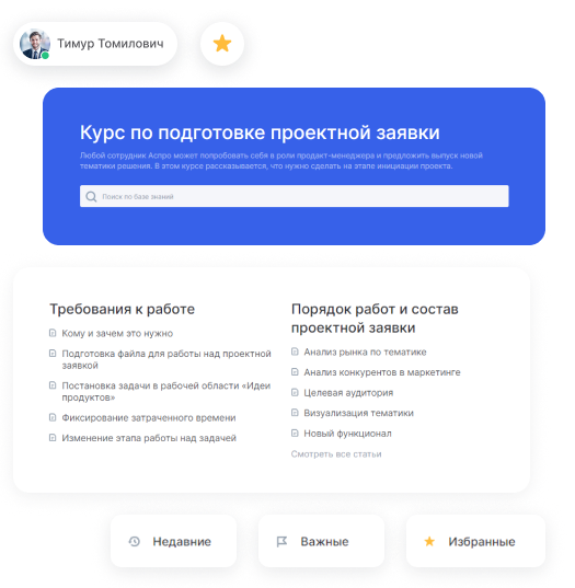 База знаний Аспро.Agile: курс по подготовке проектной заявки со списками статей